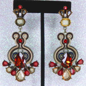 Amber and cream jewel post earrings